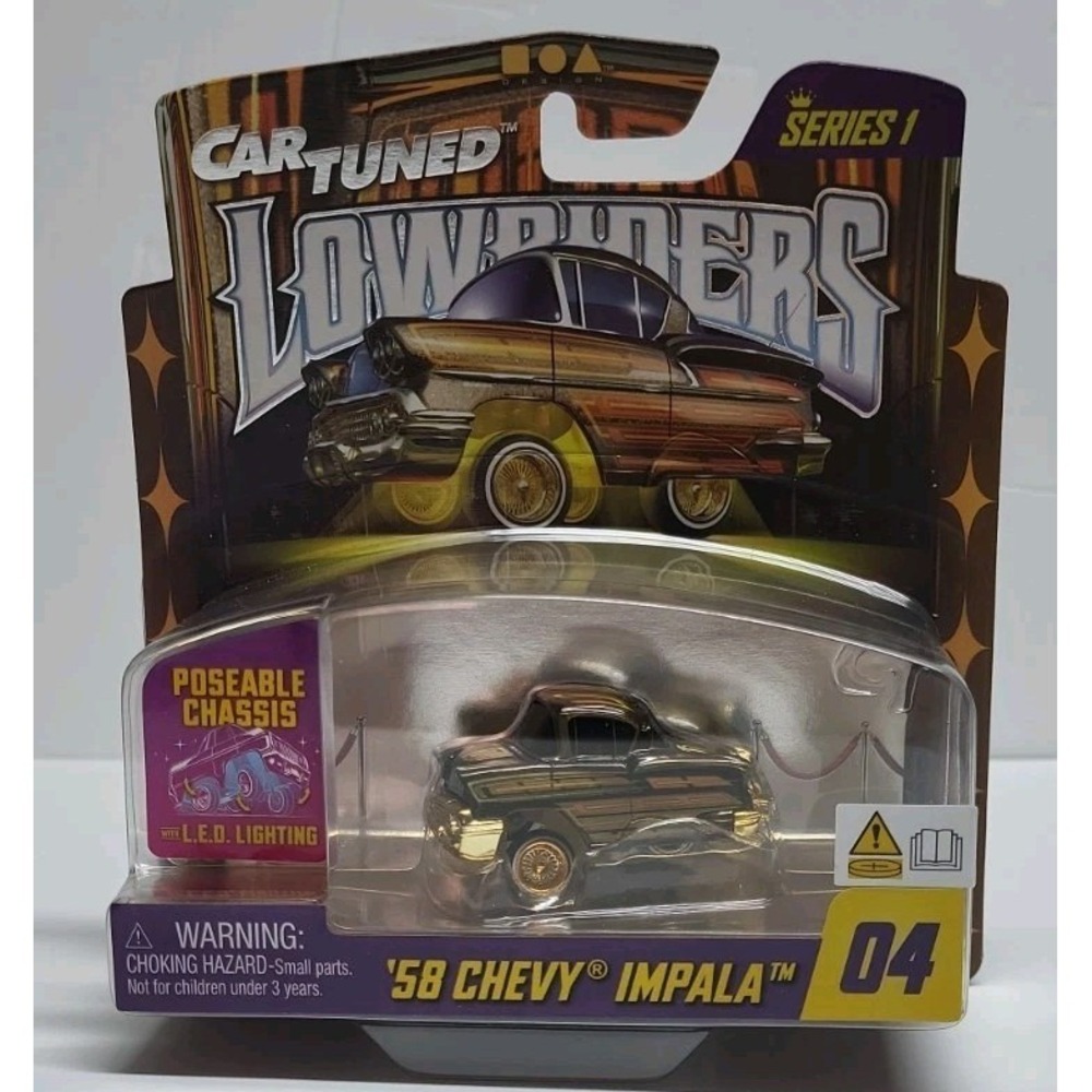 CarTuned 58 Chevy Impala Black #04 Series 1 Lowriders LED Glow Lowriders 1/64 🔥